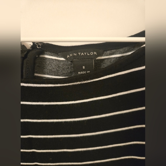 Ann Taylor Black and White Striped Mini Dress - Picture 2 of 4